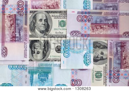 Russian And American Currencies