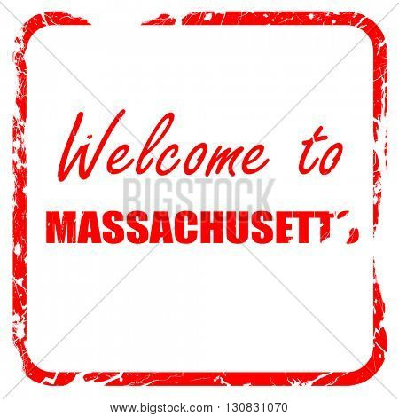 Welcome to masschusetts, red rubber stamp with grunge edges