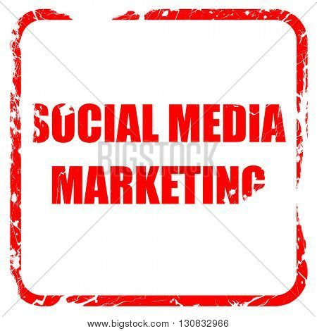 social meda marketing, red rubber stamp with grunge edges