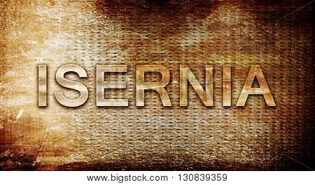 Isernia, 3D rendering, text on a metal background