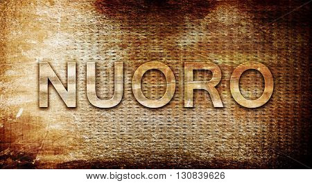 Nuoro, 3D rendering, text on a metal background