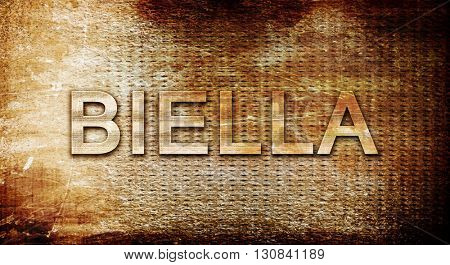 Biella, 3D rendering, text on a metal background