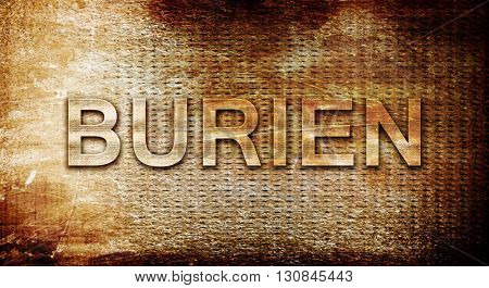burien, 3D rendering, text on a metal background