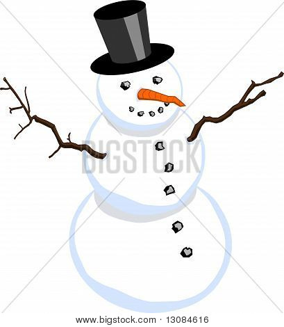 Schneemann, Isolated On White Background