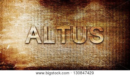 altus, 3D rendering, text on a metal background