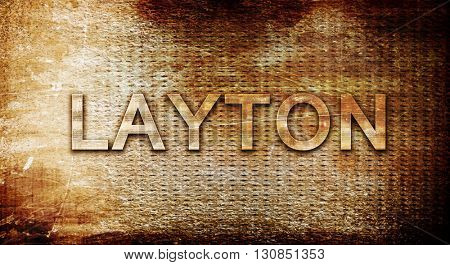 layton, 3D rendering, text on a metal background