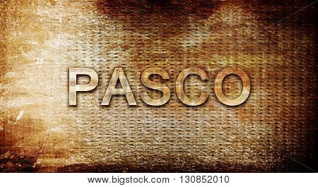 pasco, 3D rendering, text on a metal background