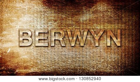 berwyn, 3D rendering, text on a metal background