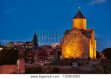 Metekhi orthodox church in Tbilisi Georgia