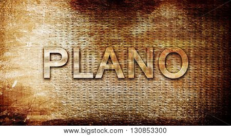 plano, 3D rendering, text on a metal background