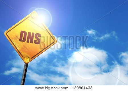 dns, 3D rendering, a yellow road sign