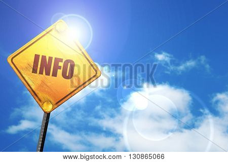 info, 3D rendering, a yellow road sign