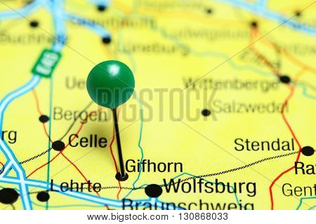 Gifhorn pinned on a map of Germany