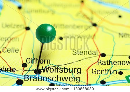 Wolfsburg pinned on a map of Germany