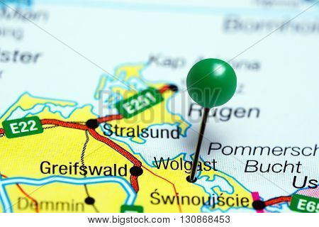 Wolgast pinned on a map of Germany