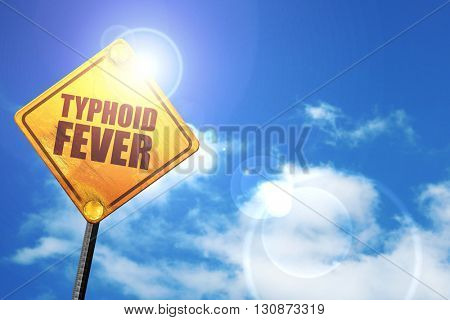 typhoid fever, 3D rendering, a yellow road sign