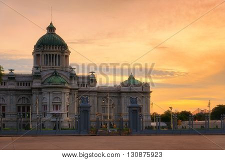 The Ananta Samakhom Throne Hall in morning, Famous travel location in Bangkok.