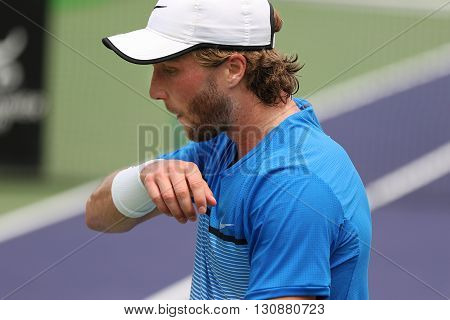 Bangkok Thailand - May 17 2016: Sam Barry is an Irish professional tennis player. KPN Renewables Bangkok Open 2016 at Rama Gardens Hotel.