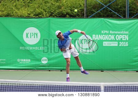 Bangkok Thailand - May 17 2016: Sam Barry is an Irish professional tennis player. KPN Renewables Bangkok Open 2016 at Rama Gardens Hotel.