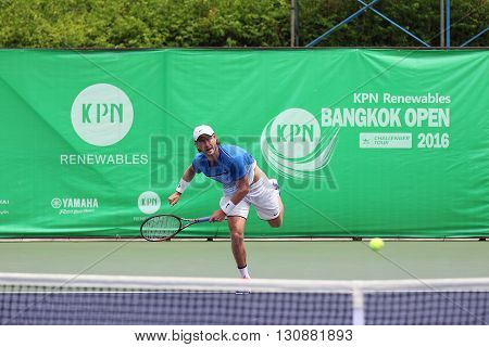 Bangkok Thailand - May 17 2016: Sam Barry is an Irish professional tennis player. KPN Renewables Bangkok Open 2016 at Rama Gardens Hotel.