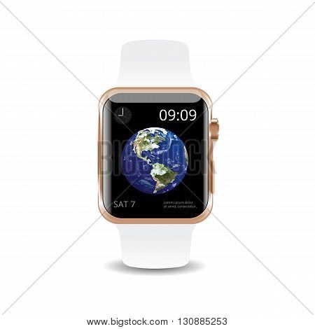 Vector Illustration Smart Watch White Earth Background