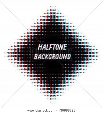 Square overlayed  red and cyan halftone background