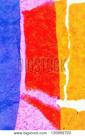 abstract composition made with colorful tissue paper to enfatize textures and colors