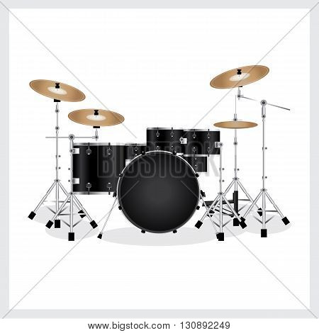 Vector Illustration Drum Set Black on White Background