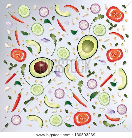 Colorful pattern Raw Food Background Pattern Vector Illustration