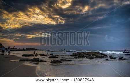 Long exposure seascape in Israel mediterranean beach travel