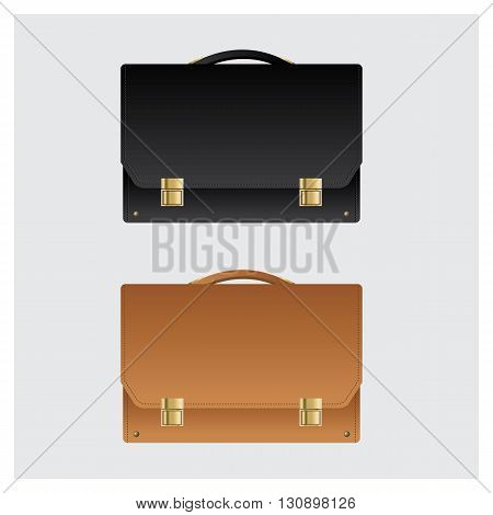 Two Business Leather Briefcase on White Background