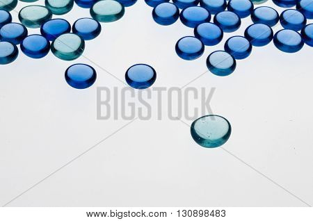 small blue glass hemispheres for a geometric composition and interesting patterns