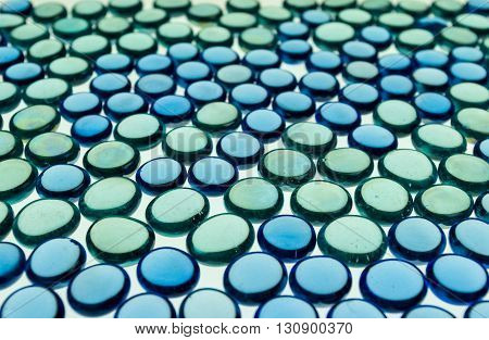 small blue glass hemispheres for a geometric composition and interesting patterns