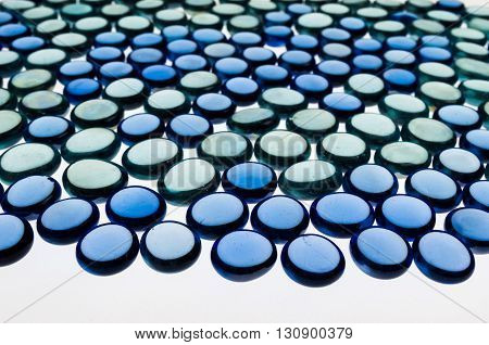 small blue glass hemispheres for a geometric composition and interesting patterns