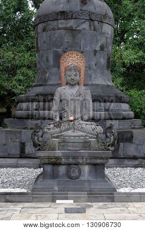 buddha aksobhya statue in mendut buddhist monastery