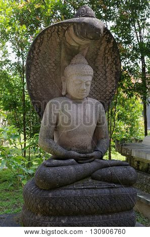 buddha amitabha statue in mendut buddhist monastery