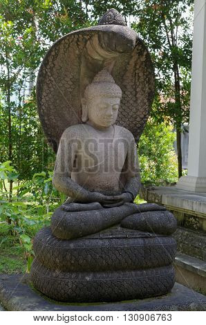 buddha amitabha statue in mendut buddhist monastery