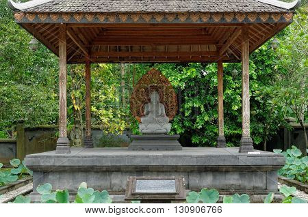 buddha amoghasiddhi statue in mendut buddhist monastery