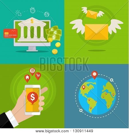Flat design concepts of internet banking. Flat design, vector illustration.