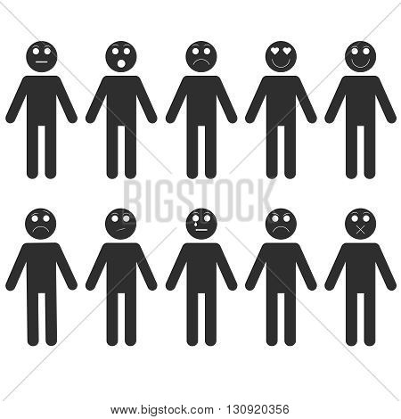 Set of stick man emotions. People collection