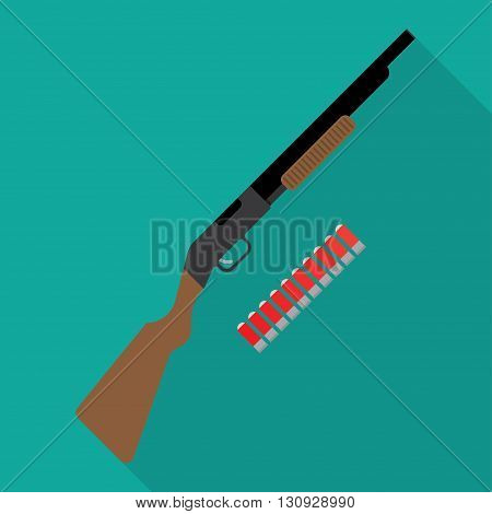 Shotgun flat icon. vector illustration. Flat icon isolated with long shadow.