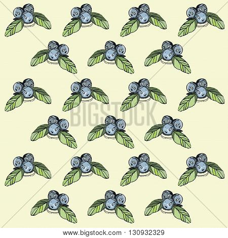 Hand drawn abstract blueberry pattern.Can be used like post card, background or banner