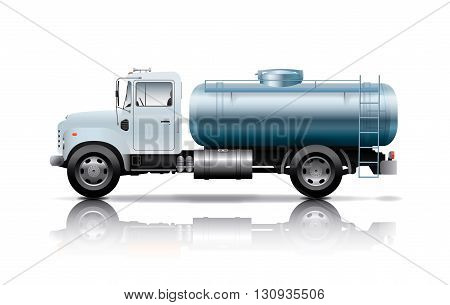 white tanker truck on white  back ground