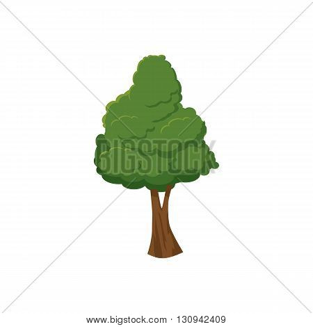 Green tree icon in cartoon style isolated on white background. Nature and flora  symbol