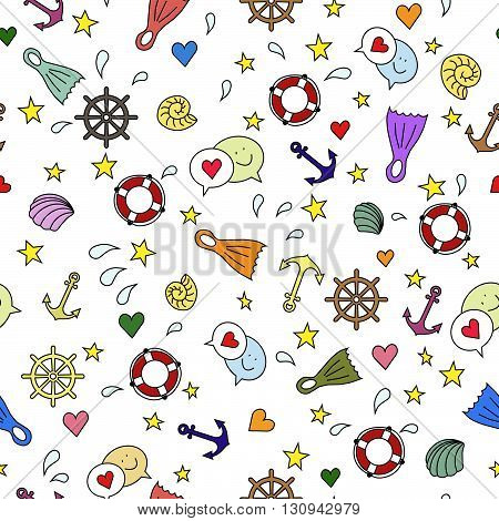Vector seamless pattern on a beach theme. Texture for web, print, textile, fabric, home decor,  wrapping paper. The possibility of using this template is limitless as your imagination.