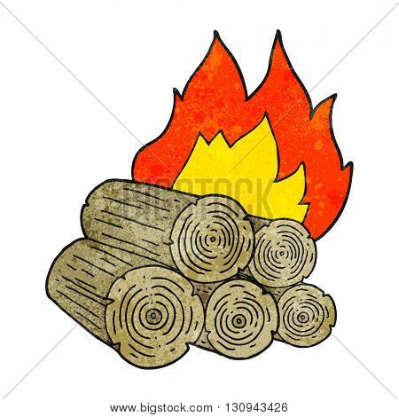 freehand textured cartoon burning logs
