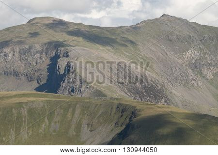 The west flank of Snowdon with the winding ranger path over Clogwyn Dd'r Arddu leading to the summit. Snowdonia Wales UK.