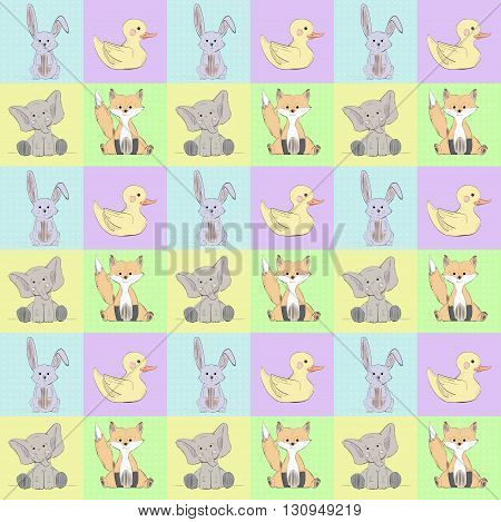 Sketch of pop art animals post card or pattern. Can be used like post card, background or banner