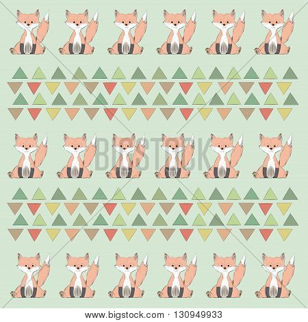 Seamless minimal vector pattern with fox. For cards, invitations, or baby shower albums, backgrounds and scrapbooks.Seamless pattern can be used for wallpapers