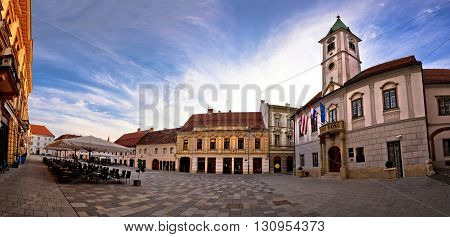 Baroque town of Varazdin main square panorama northern Croatia